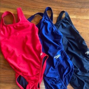 Speedo Athletic Swimsuit Trio - Scarlet, Navy, Midnight. Size 28 = sz2. Pro LT.